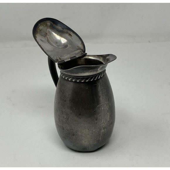 Simpson Hall Miller &Co Quadruple Plate 185 mini Pitcher Jug 5” Lid Creamer K - Picture 2 of 11